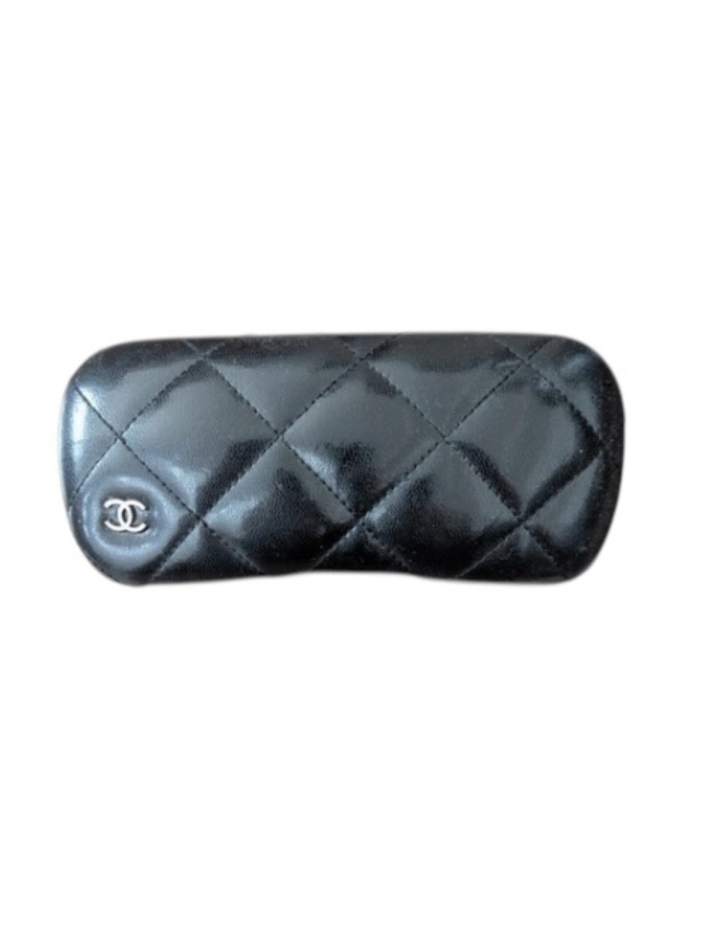 CHANEL Black Quilted Leather Eyeglass Case with CC Emblem
